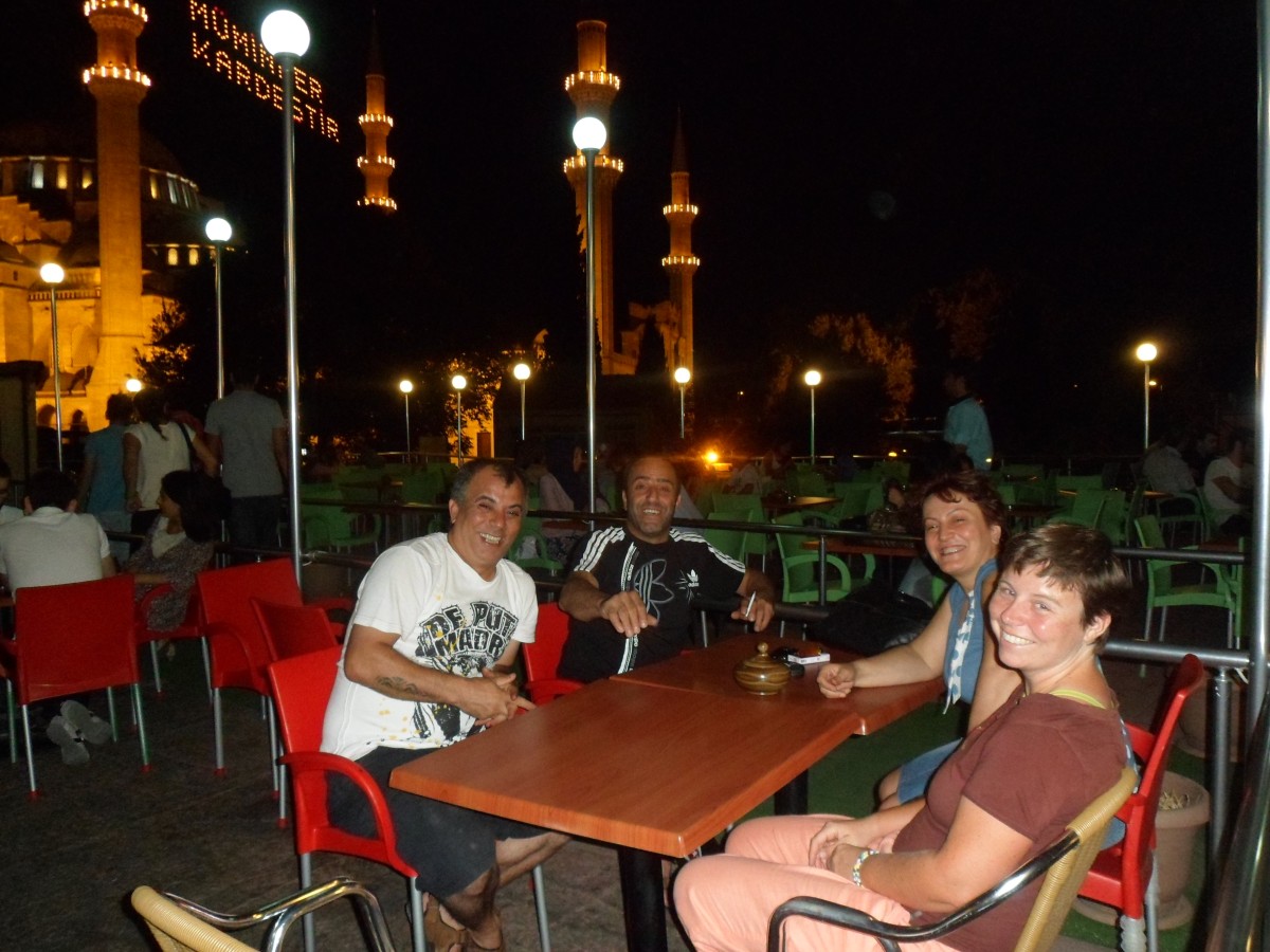 Rooftop cafe with Ahmet and Orhan