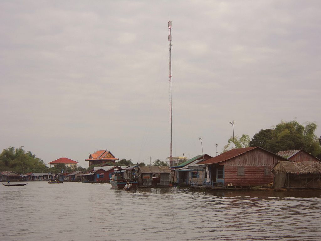 Floating village with telecom antennas